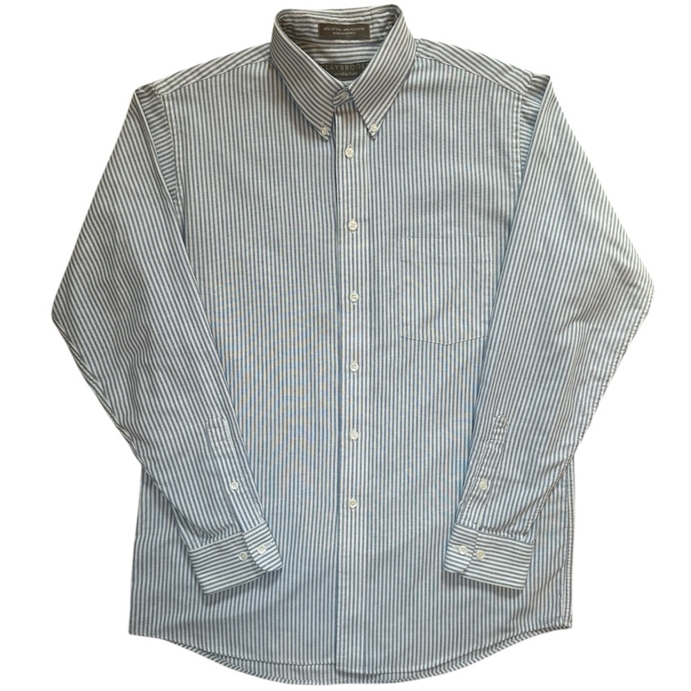 Claybrooke Men's Blue Dress Shirt Long Sleeve Button Up Cotton Neck 15.5